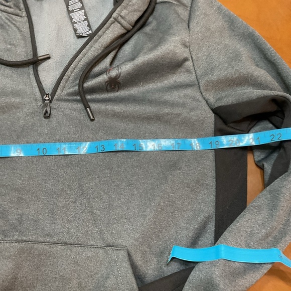 Spyder Mens Gray Active ProW=B Long Sleeve Quarter-Zip Pullover Hoodie Size M - Picture 8 of 9